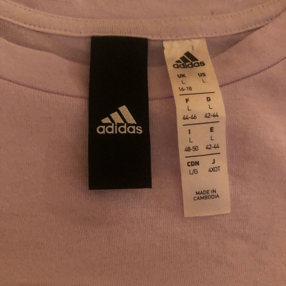 Adidas Universal Lavender Word Slight Crop Tee Large - Picture 6 of 6
